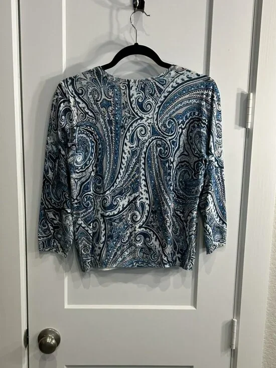 WHBM Cardigan Bundle Lot of 4 – Black White Classics Chevron Stripe Polka Paisle - Picture 14 of 15